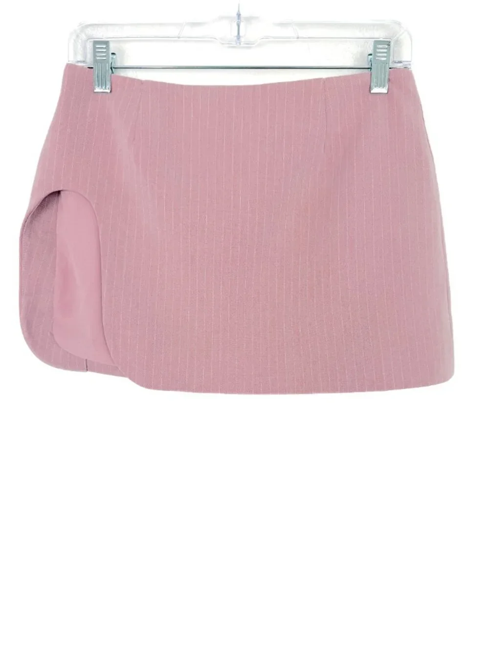 By.Dyln Zayne Mini Skirt Stripes High Slit Revolve Pink Pinstripe Size XS EUC - Picture 2 of 10